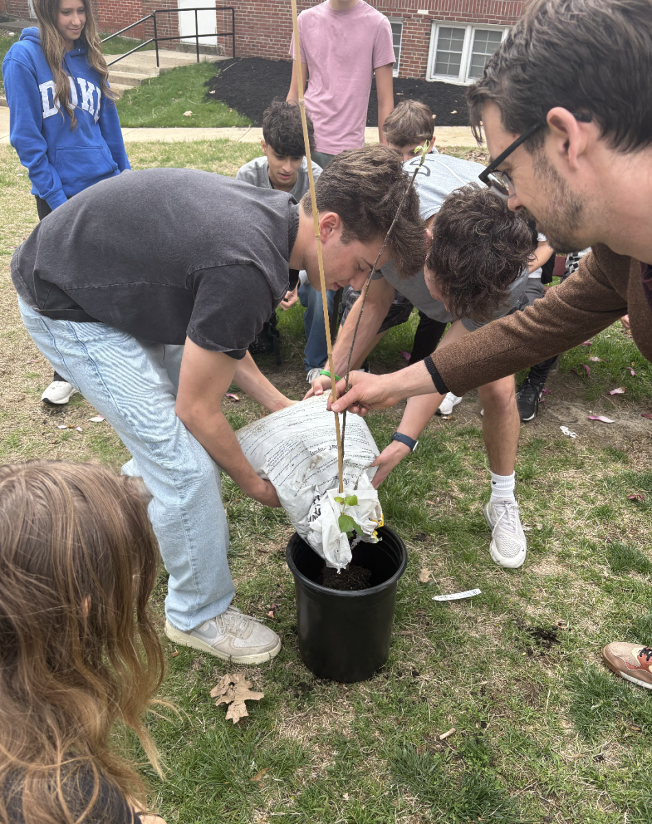 JSU members plant apple tree. Photo by Maya DeAndrea '25.